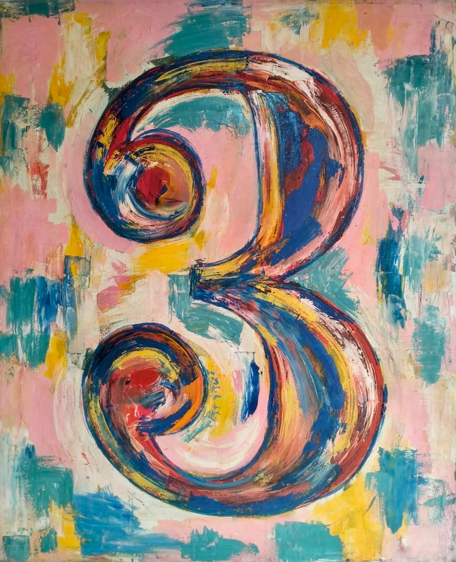 Jasper Johns American Born 1930 Oil on Canvas Painting Target in the Style of Rauschenberg, Pop Era (1 of 5)