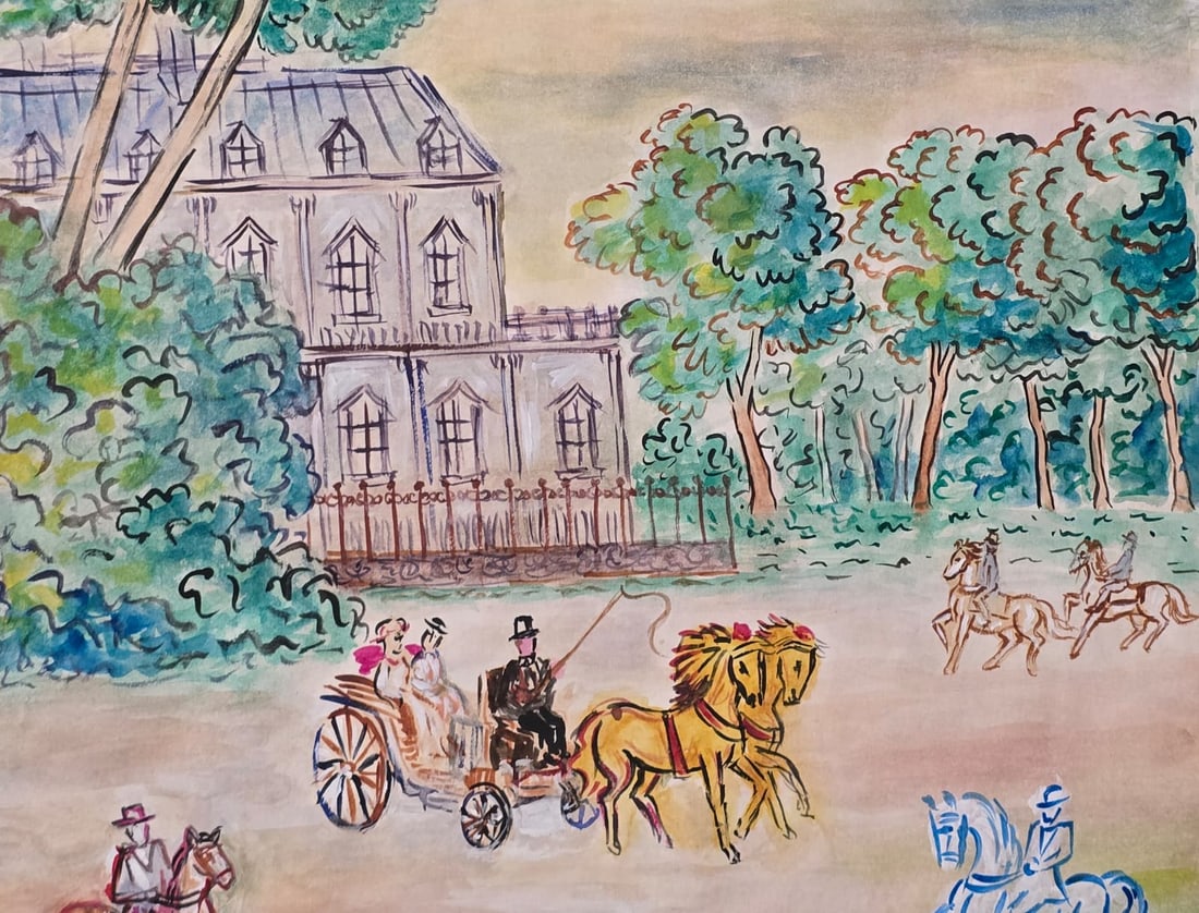 Raoul Dufy French 1877–1953 Watercolor on Paper Landscape Composition in the Style of, Fauvist Era (1 of 7)