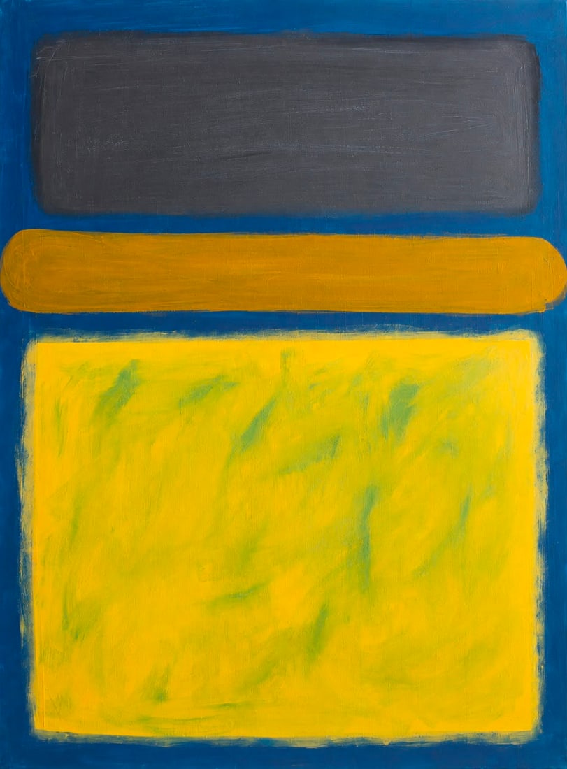 Mark Rothko American 1903–1970 Oil on Canvas Painting in the Style of Yellow Garden Color Field: Title: Yellow Garden Technique: Oil on canvas Measures: 48 x 40 inches (121.9 x 101.6 cm) Year: Circa mid-20th century Color Field period Condition: Good condition. Surface presents stable oil applica