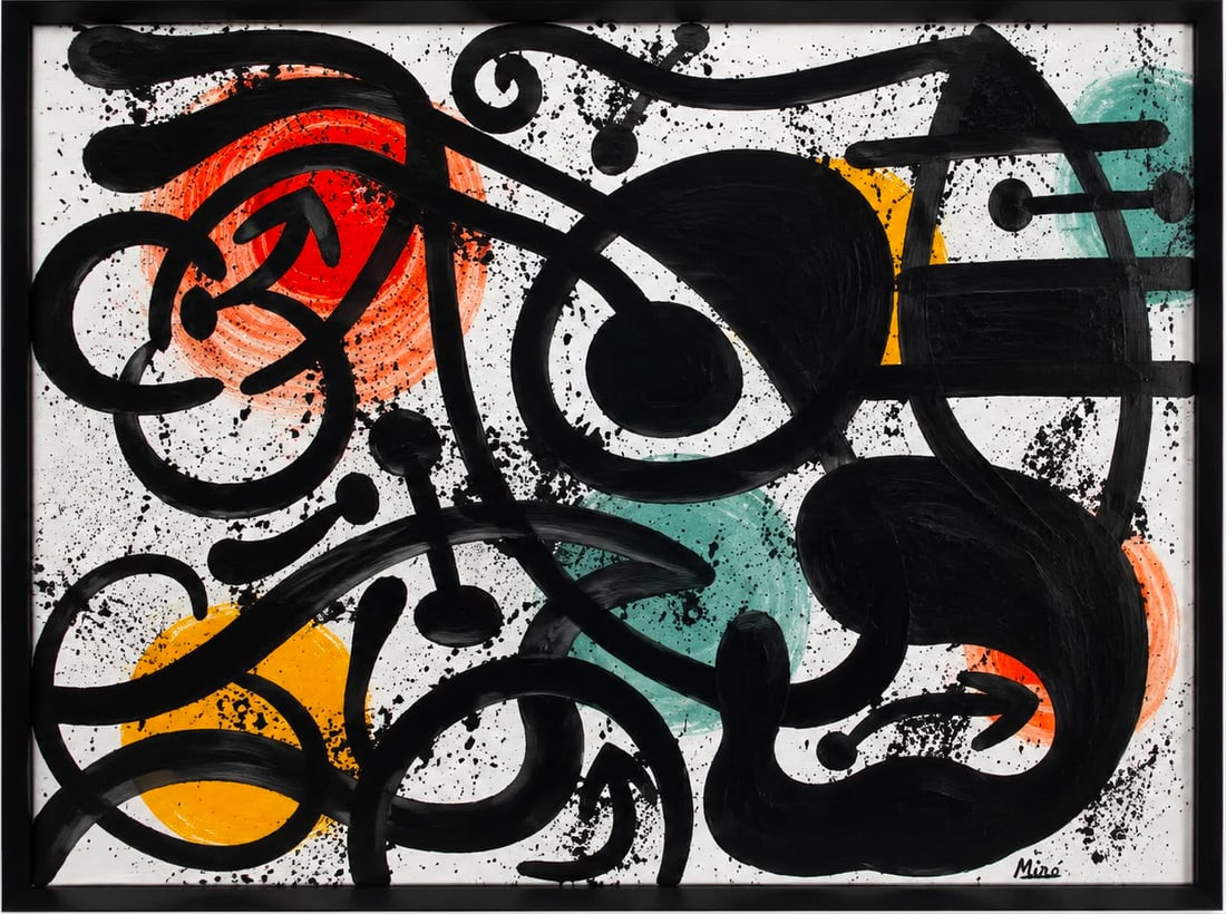 Joan Miró Spanish 1893–1983 Oil on Canvas Painting in the Style of Abstract Composition (1 of 5)