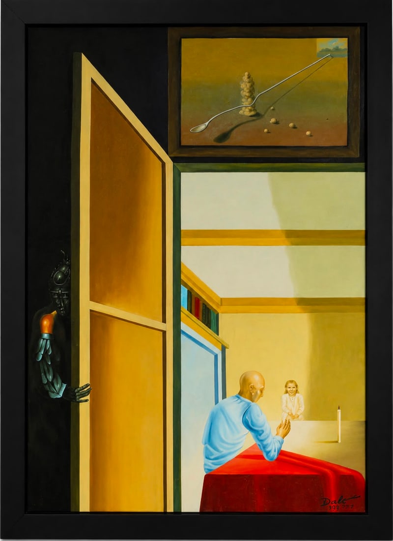 Salvador Dalí Spanish 1904–1989 Oil on Canvas Painting in the Style of Moon Surrealist Period (1 of 5)