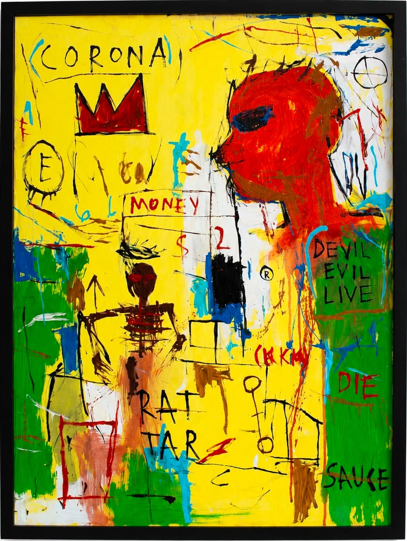 Jean-Michel Basquiat American 1960–1988 Acrylic on Canvas Painting in the Style of Red Man (1 of 5)