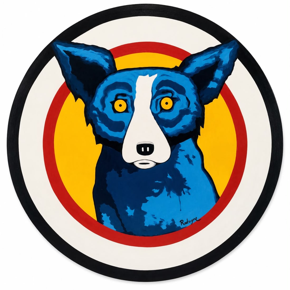 George Rodrigue American 1944–2013 Oil on Canvas Painting in the Style of Blue Owl Pop Art Period (1 of 3)