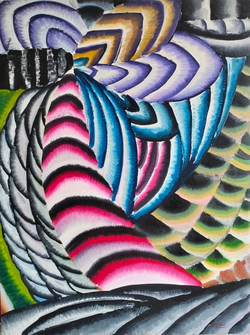 František Kupka Czech 1871–1957 Oil on Canvas Painting in the Style of Abstract Orphism: Title: Abstract Composition Technique: Oil on canvas Measures: 31 x 23 inches (78.7 x 58.4 cm) Year: Circa Early 20th Century Orphist Period Condition: Good condition. Surface presents stable pigment 