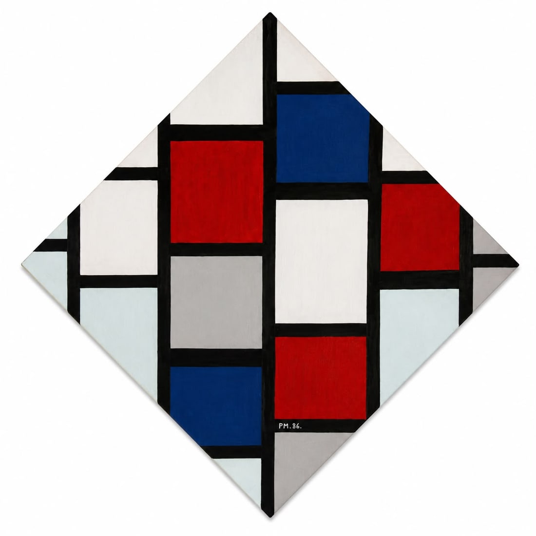 Piet Mondrian Dutch 1872–1944 Oil on Canvas Painting in the Style of Geometric De Stijl (1 of 3)