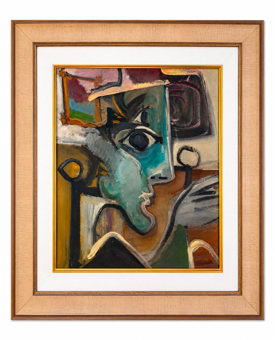 Pablo Picasso Spanish 1881–1973 Oil on Canvas Painting in the Style of Cubist Portrait (1 of 5)