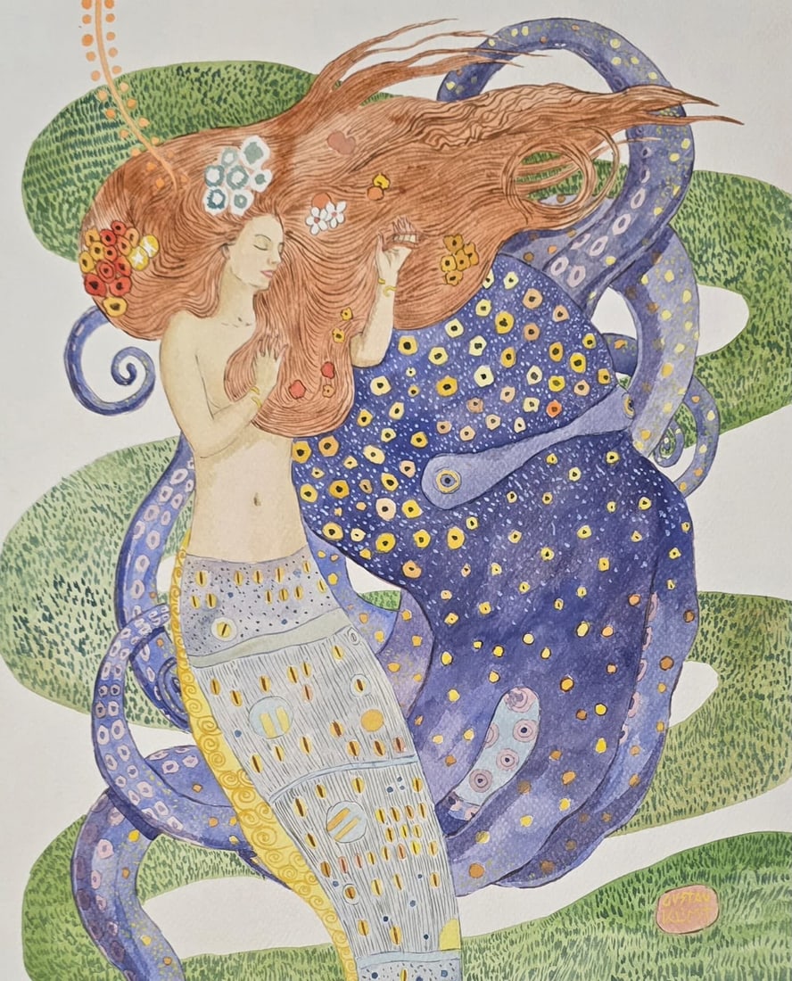 Gustav Klimt Austrian (1862–1918) Oil on canvas painting in the style of Landscaping watercolor. (1 of 6)