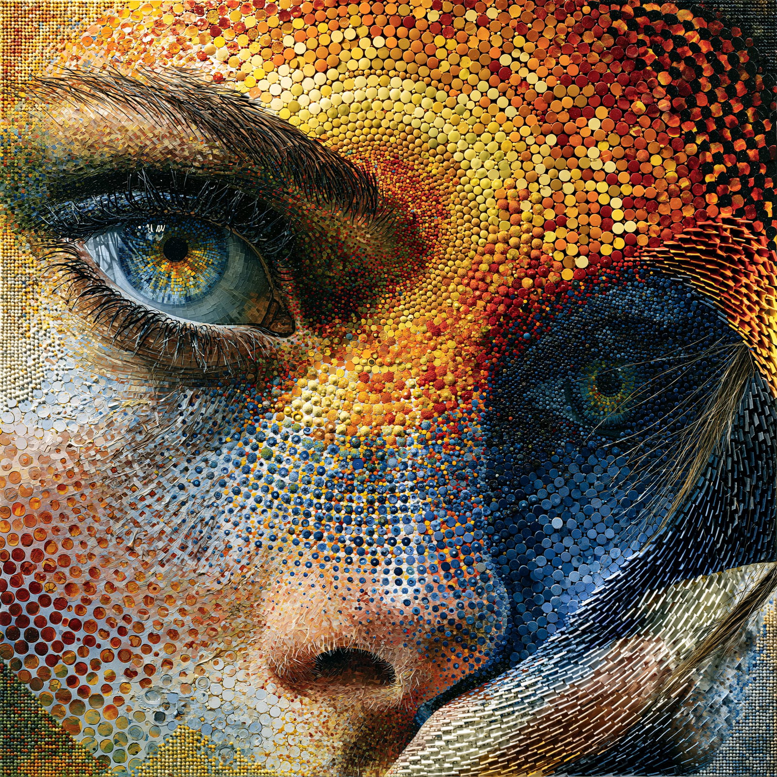 Duality of Vision. Acrylic print on panel. By the IAAG Artists Group. Contemporary.: Title: Duality of Vision Technique: Acrylic print on panel Measures: 20 × 20 inches (51 × 51 cm) Year: Contemporary Condition: Excellent condition. Museum-quality contemporary composition featuring 
