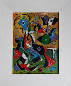 Joan Miró Spanish 1893–1983 Oil on Canvas Painting in the Style of Dali, Magritte, Chagall &