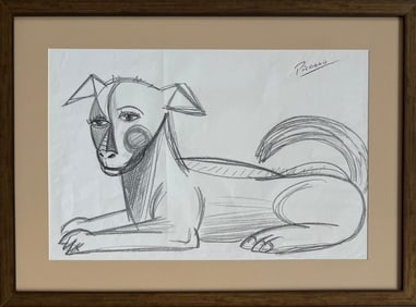 Pablo Picasso Spanish 1881-1973 Crayon on Paper Painting in the Style of Dali, Magritte, Chagall &