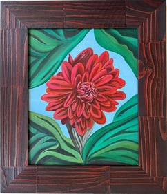 Georgia O'Keeffe American Oil On Canvas Painting in the Style of Pollock & O'Keeffe. Abstract Era