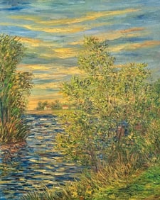 Claude Monet French 1840 - 1926 Oil on Canvas Painting in the Style of Renoir & Manet Impressionist
