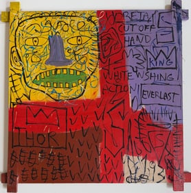 Jean-Michel Basquiat American (1960–1988) Acrylic on Canvas Painting in the Style of Warhol,