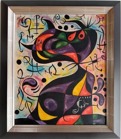 Joan Miró Spanish 1893–1983 Oil on Canvas in the Style of Dali, Magritte, Chagall & Picasso Era