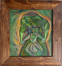 Pablo Picasso Spanish 1881-1973 Oil on Canvas Painting in the Style of Dali, Magritte, Chagall &