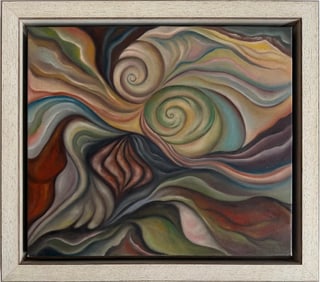 Georgia O’Keeffe, American (1887–1986) Oil on Canvas Painting in the Style of Dali, Magritte Era