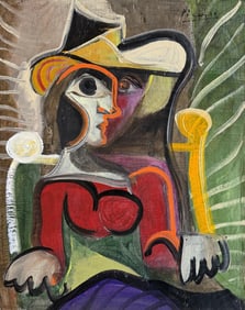 Pablo Picasso Spanish 1881-1973 Oil on Canvas Painting in the Style of Dali, Magritte, Chagall &