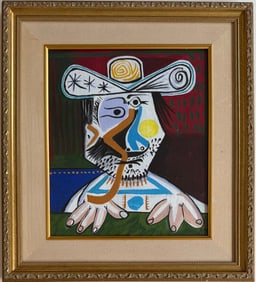 Pablo Picasso Spanish 1881-1973 Gouache on Paper Painting in the Style of Dali, Magritte, Chagall &