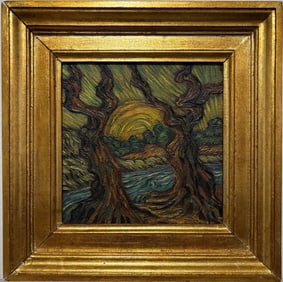 Vincent Van Gogh Dutch 1853-1890 Oil on Canvas Painting in the Style of Gaugin, Monet, Degas Period