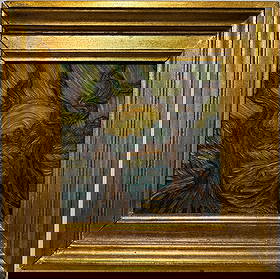 Vincent Van Gogh Dutch 1853-1890 Oil on Canvas Painting in the Style of Gaugin, Monet, Degas Period: Title: Sunset Through the Twisted Trees Technique: Oil on Canvas Measures: 13 in * 13 in Year: Circa 1890 Condition: Good — stable, with minor surface wear and light craquelure consistent with agePr