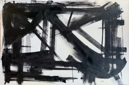 Franz Kline American (1910–1962) Oil on Canvas in the Style of de Kooning, Pollock Era