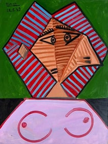 Pablo Picasso Spanish 1881-1973 Oil on Canvas Painting in the Style of Dali, Magritte, Chagall &