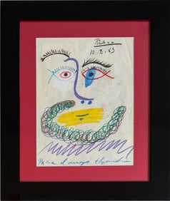 Pablo Picasso Spanish 1881-1973 Crayon on Paper Painting in the Style of Dali, Magritte, Chagall &