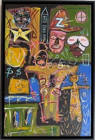 Jean-Michel Basquiat, American (1960–1988) Acrylic on Canvas Painting in the Style of Warhol,