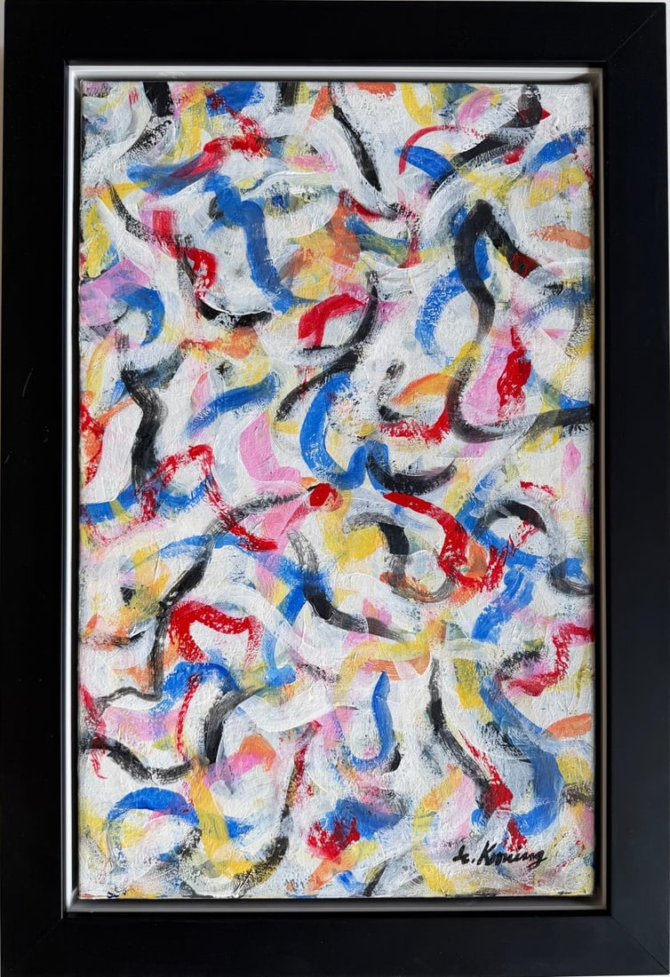 Willem de Kooning American 1904 - 1997 Oil on Canvas Painting in the Style of Pollock, Kline Era (1 of 7)