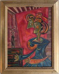 Pablo Picasso Spanish 1881-1973 Oil on Canvas Painting in the Style of Dali, Magritte, Chagall &