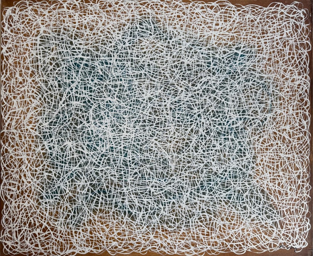 Mark Tobey American 1890-1976 Oil on Canvas Painting in the Style of Rothko, Kline, & Pollock Era (1 of 9)