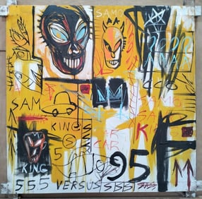 Jean-Michel Basquiat American 1960–1988 Acrylic on Canvas Painting in the Style of Warhol, Pollock
