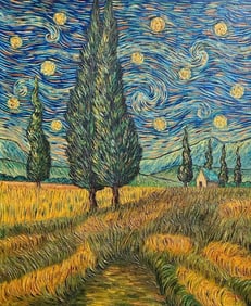 Vincent Van Gogh Dutch 1853-1890 Oil on Canvas Painting in the Style of Gaugin, Monet, Degas Period