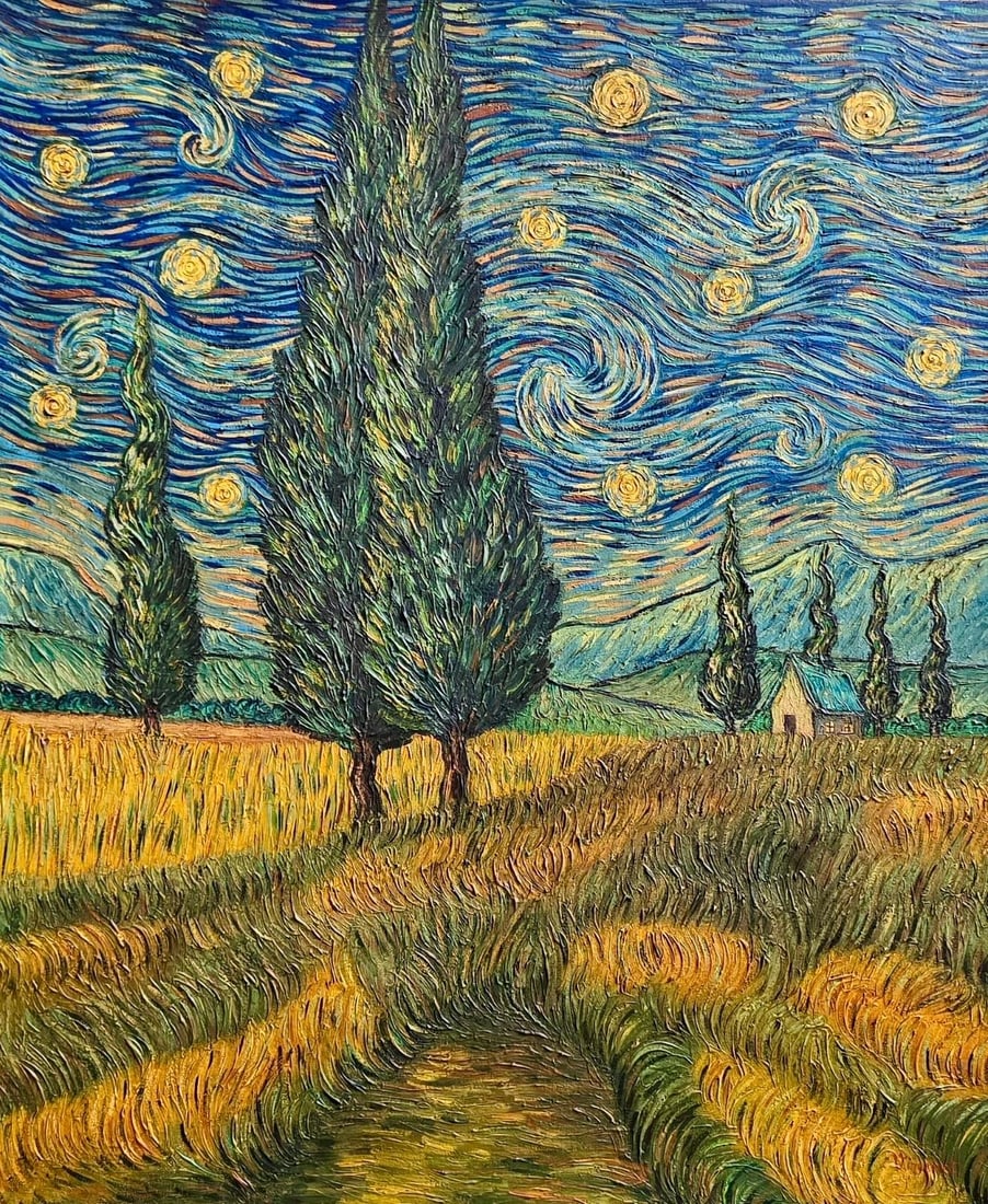 Vincent Van Gogh Dutch 1853-1890 Oil on Canvas Painting in the Style of Gaugin, Monet, Degas Period (1 of 8)