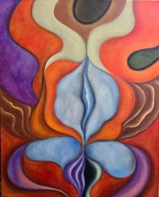 Georgia O’Keeffe American 1887–1986 Oil On Canvas Painting in the Style of Pollock & O'Keeffe.