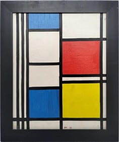 Piet Mondrian Dutch 1872- 1911 Oil on Paper Painting in the Style of Modernism and Abstraction Era