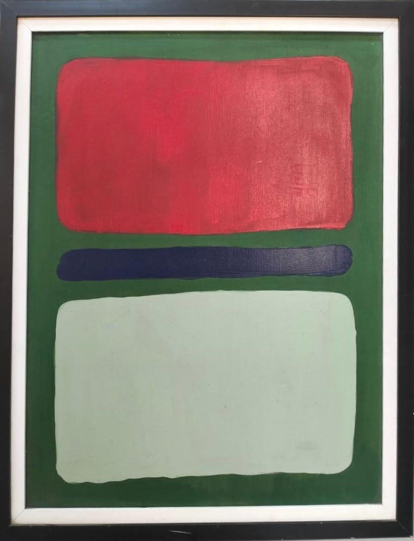 Mark Rothko American 1903 - 1970 Oil on Canvas Painting in the Style of Pollock Picasso Era: Title: Floating Harmonies Technique: Oil on Canvas Measures: 31 x 23 inches Year: 1954 Condition: Good — canvas stable, with minor surface wear and light craquelure consistent with ageProvenance: Pr