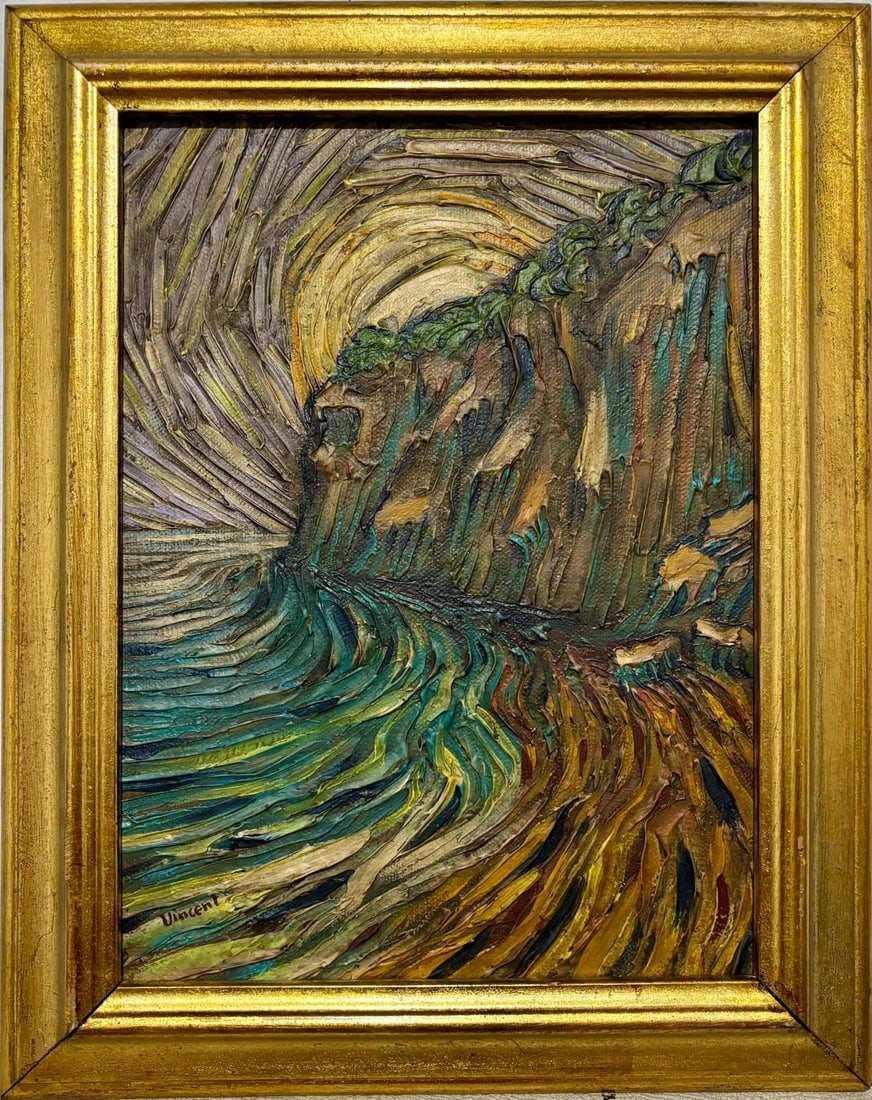 Vincent Van Gogh Dutch 1853-1890 Oil on Canvas Painting in the Style of Gaugin, Monet, Degas Period (1 of 6)