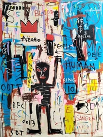 Jean-Michel Basquiat American 1960–1988 Acrylic on Canvas Painting in the Style of Warhol, Pollock