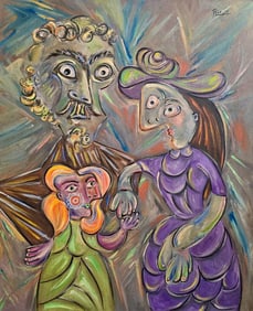 Pablo Picasso Spanish 1881-1973 Oil on Canvas Painting in the Style of Dali, Magritte, Chagall &