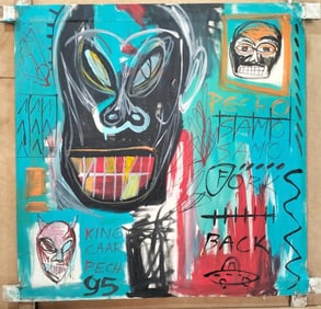 Jean-Michel Basquiat American 1960–1988 Acrylic on Canvas Painting in the Style of Warhol, Pollock