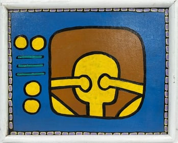 Keith Haring American 1958 - 1990 Acrylic on Canvas Painting In The Style of Warhol & Haring Pop Art