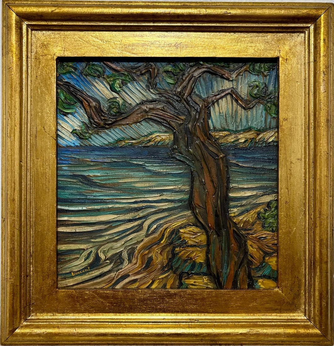 Vincent Van Gogh Dutch 1853-1890 Oil on Canvas Painting in the Style of Gaugin, Monet, Degas Period (1 of 6)