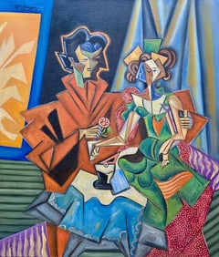 Jean Metzinger French 1883-1956 Oil on Canvas Painting in the Style of Picasso, Braque Era