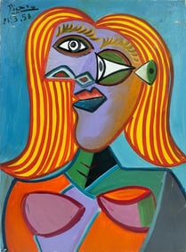 Pablo Picasso Spanish 1881-1973 Oil on Canvas Painting in the Style of Dali, Magritte, Chagall &