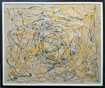 Jackson Pollock American 1912–1956 Oil on Canvas Painting in the Style of de Kooning, Rothko