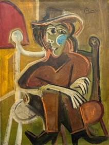 Pablo Picasso Spanish 1881-1973 Oil on Canvas Painting in the Style of Dali, Magritte, Chagall &