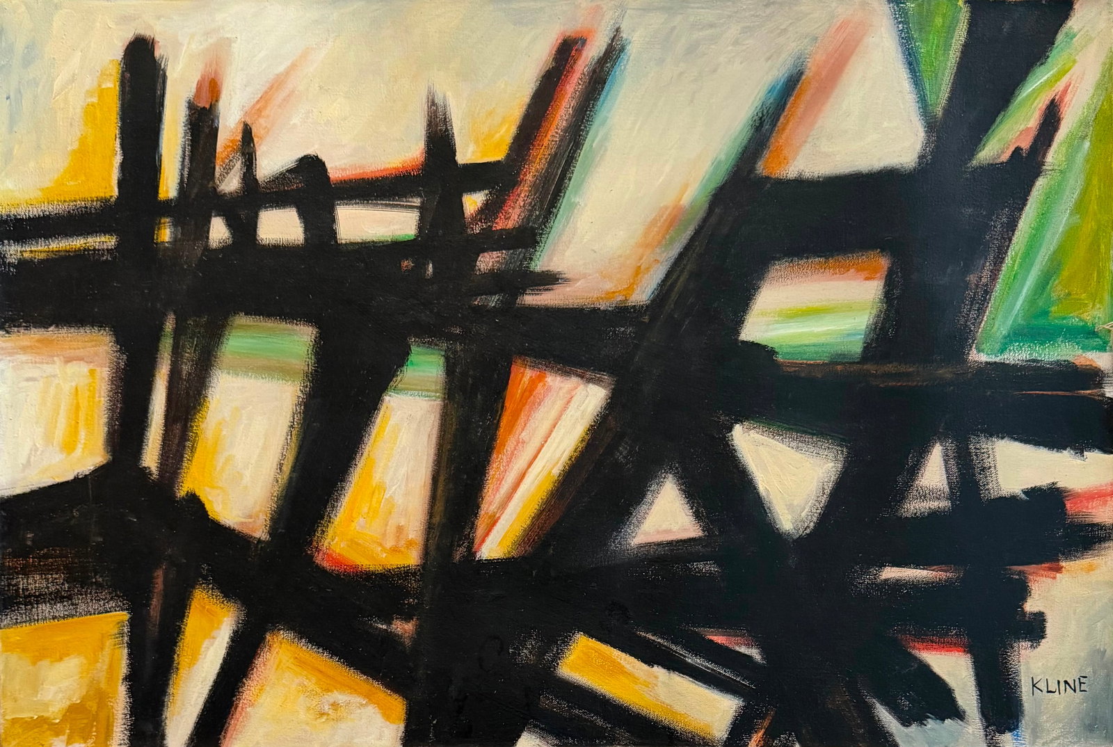 Franz Kline American 1910-1962 Oil on Canvas Painting in the Style of De Kooning Pollock Era
