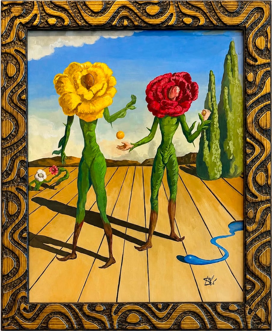 Salvador Dalí Spanish 1904-1989 Gouache on Paper painting in the Style of Magritte Ernst Era
