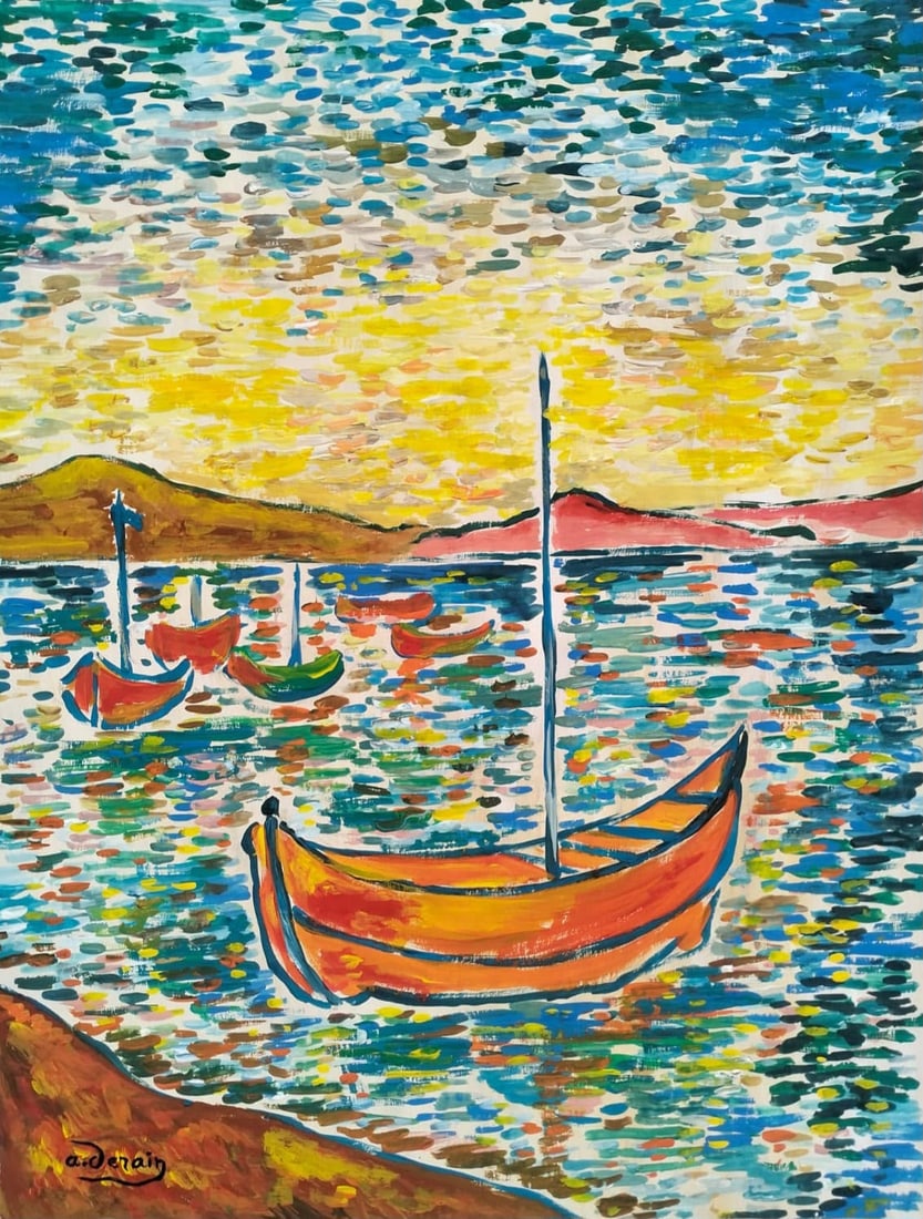 Andre Derain French 1880-1954 Watercolor on paper painting in the Style of Fauvism Matisse Era